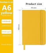 Lefute A6 Notebooks Pocket Notebook Hardback 160 Pages Yellow PU Leather view 2