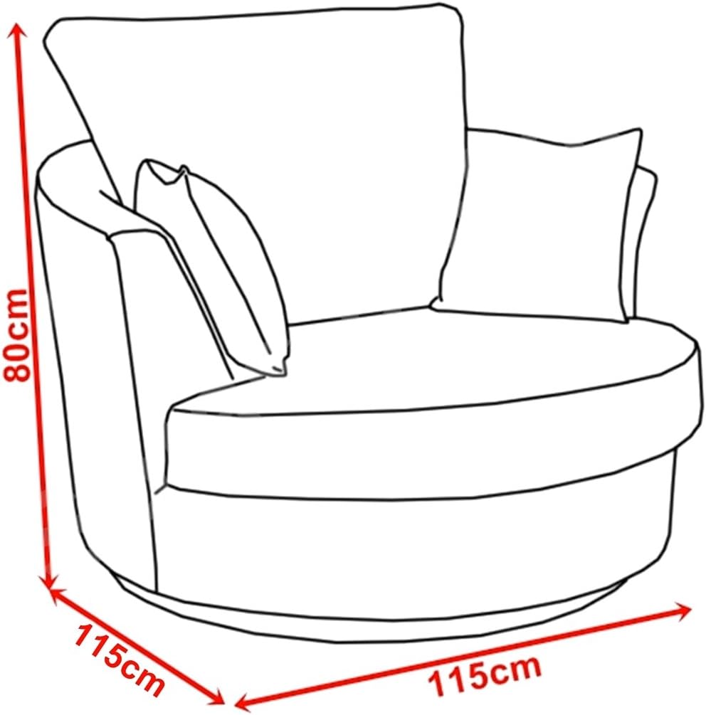 Sofas and More Large Swivel Round Cuddle Chair Fabric (Ocean), 63D x 115W x 87H cm - Image 4