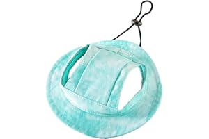 QWINEE Tie Dye Dog Hat with Ear Hole Round Brim Dog Puppy Cat Sun Hat Bucket Hat Outdoor Sun Protection Pet Caps for Small Medium Cats Dogs Kitten Green S