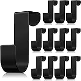 Hotop 12 Pcs Over The Cabinet Drawer Door Hooks 1.12 Inch for Hanger in The Cabinet Decoration Hooks Sturdy Metal Z Shaped Hanger Peg for Bathroom Clothes Towel(Black)