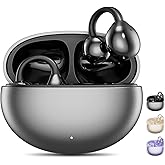 Jacuate Clip on Earbuds,Open Ear Earbuds Wireless Bluetooth 5.4, Lightweight Open Ear Headphones with Mic 58H Battery,Waterproof,for Sports, Running, Small Ears & Glasses Wearers,Workouts