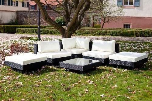 essella Polyrattan Garnitur Melbourne in Schwarz