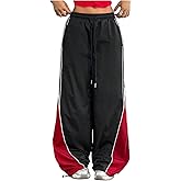 SweatyRocks Women's Y2K Baggy Parachute Pants Striped Streetwear Hip Hop Pants Long Trousers