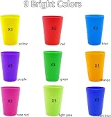 WAIZHIUA 27-Piece 260ml Plastic Cups 9 Colors Reusable Tumblers Set 27 pcs view 4