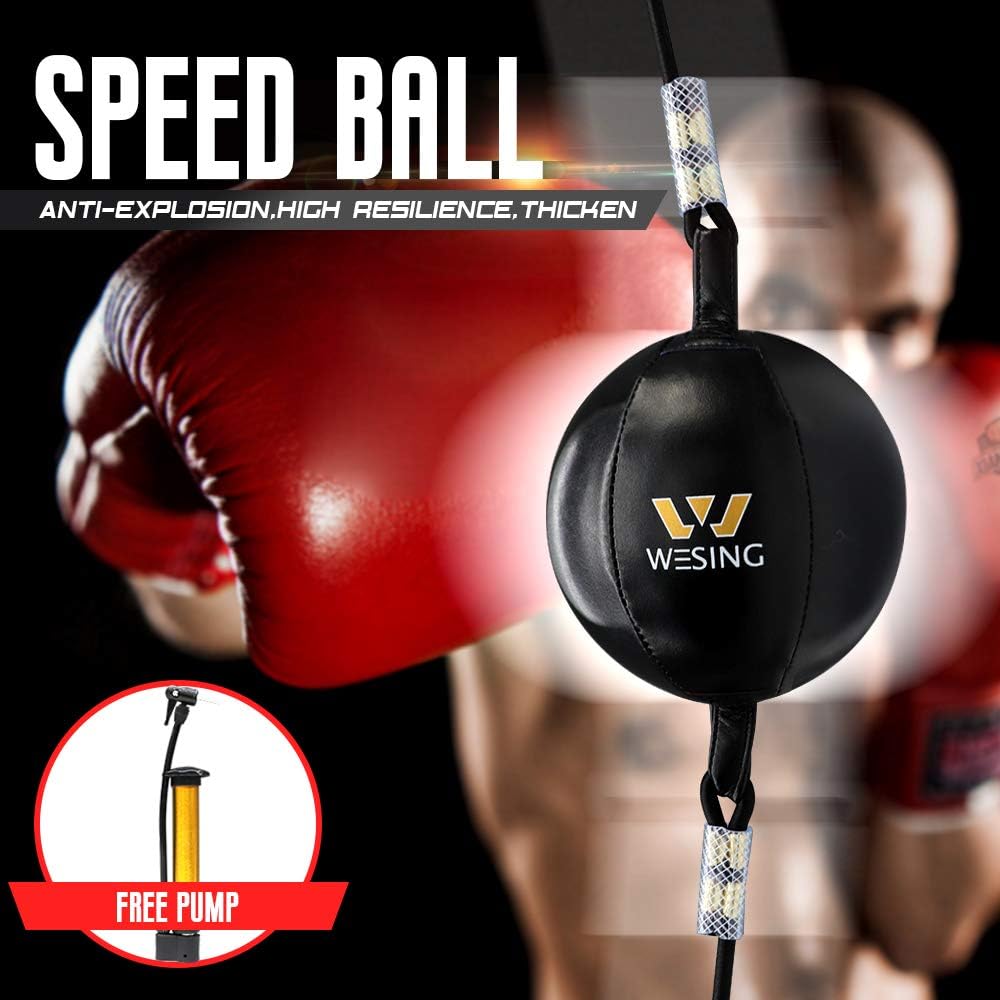 Wesing Double End Striking Bag Leather Boxing Speed Ball Bag : Sports & Outdoors