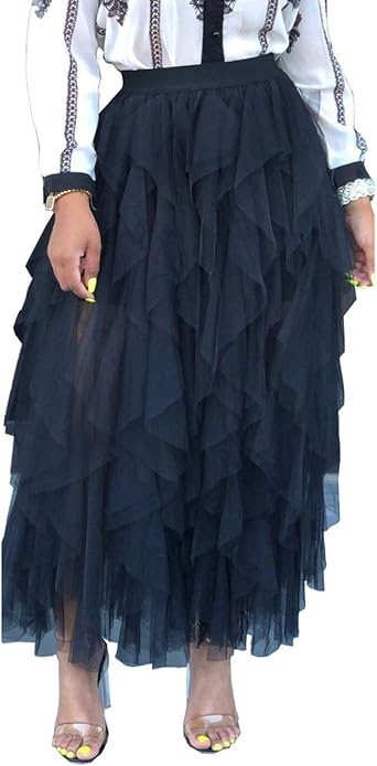 tiered tulle midi skirt