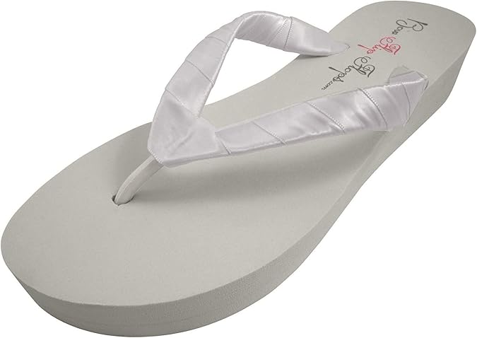 Amazon.com | Bridal Wedge Flip Flops Ivory White 1 2 or 3.5 inch Heel Womens Bridal Wedding 