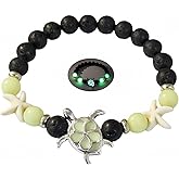 LXSSLY 8mm Natural Volcanic Stone Bracelets for Women,Ocean Turtle Luminous Bracelets,Lava Stone Glow bracelet,Elastic Stretch Beads Protection Bracelet for Men