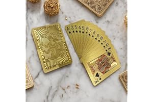 Golden Dragon PVC Playing Cards, Matte Finish with Intricate Pattern on Durable Hardened Deck, Elegant Design for Poker Game 