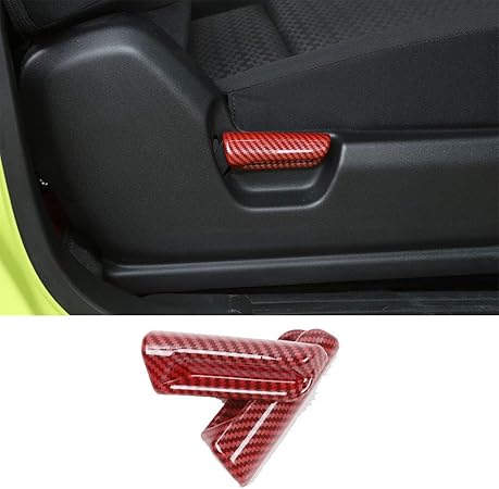 Amazon 新型 スズキ ジムニー Jimney Suzuki 19 シート調整ハンドルフレームカバートリム シートバック 調整ハンドル装飾 シートバックレストアジャストハンドル装飾 ジムニー アクセサリー おしゃれ 2点セット Abs レッドカーボンファイバー シフト レバー 車 バイク