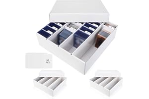 XRACV Trading Card Storage Box, 4 Row 3200 Count Collector Cards Box with Divider, White Corrugated Cardboard Compatible with Top Loader Organizer Sorting Tray Box for Sports Cards, MTG, TCG Cards (3-Pack)