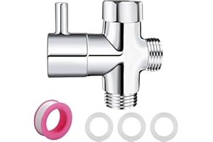 ROSCID 1/2" Brass 3-Way Switch Valve Shower Switch Adapter with Seal, Three-Way Vents Adapter Switch Valve for Shower System, Kitchen, Bathroom, Chrome