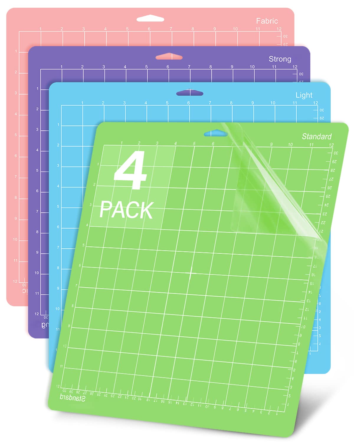 Gwybkq Cutting Mat 3/Air 2/Air/One 4 Pack 12x12 VarietyGrip Cut Replacement Accessories Green/Blue/Purple/Pink Card Adhesive Sticky Pads