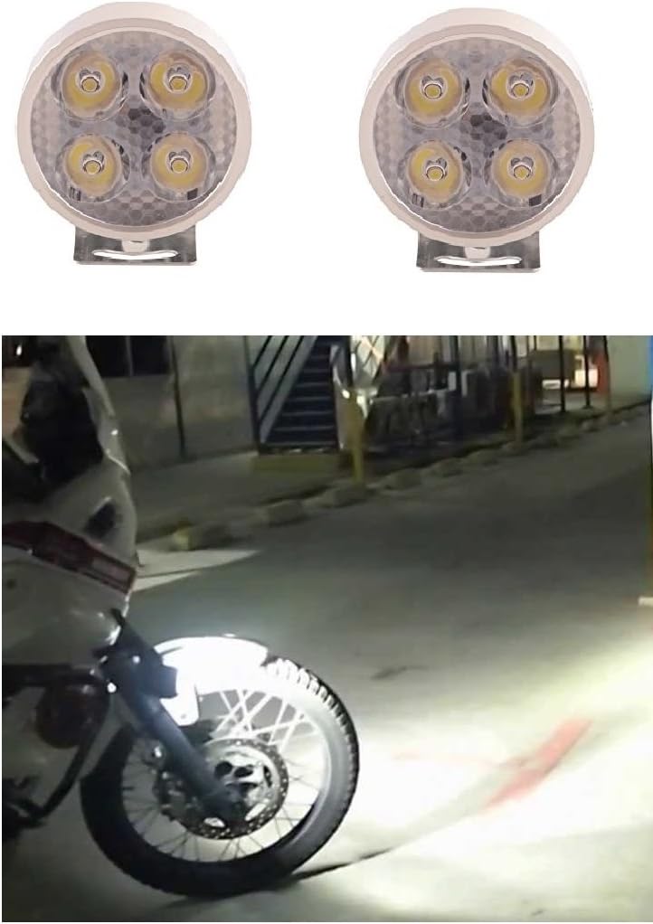 A2D 4 LED Small Round Auxiliary Bike Fog Lamp Light Assembly White Set of 2 for Yamaha RX135
