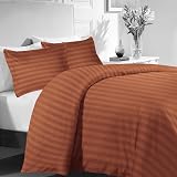 MOONLIGHT20015 Double Duvet Set Reversible Stripes Satin Bedding Rust 200x200 view 2