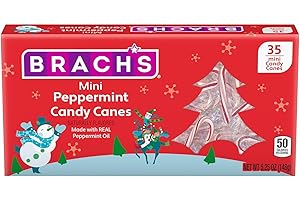YUMMY CHEW Brachs Mini Peppermint Candy Canes - Mini Candy Canes Individually Wrapped - Bulk Christmas Candy Canes - Bulk Candy Box (Pack of 35)