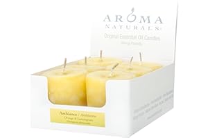 Aroma Naturals Ambiance Votive Candle, Yellow/Orange/Lemongrass, 6 Count