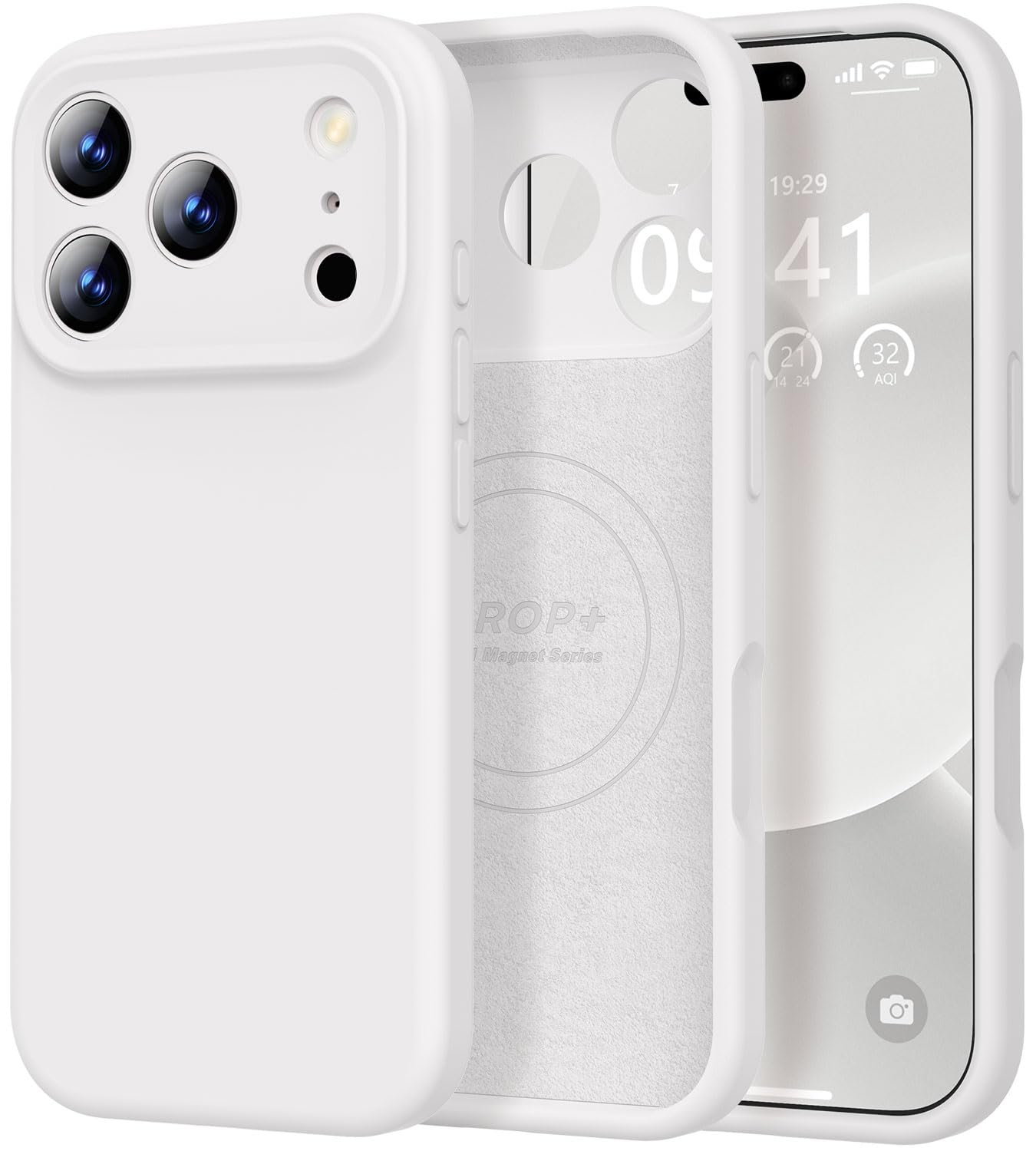 Photo 1 of Vooii Magnetic for iPhone 17 Pro Max Case, Compatible with Magsafe (Premium Liquid Silicone) (Integrated Camera Control Button) Full Body Protective Anti-Scratch Microfiber Lining 6.9 inch, White