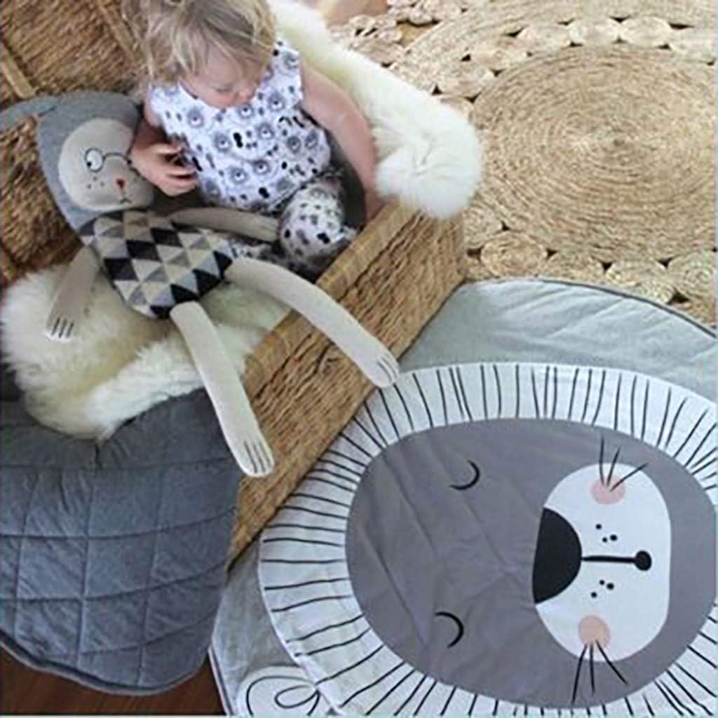 Trilance Tapis D Eveil Infant Confortable Tapis Rampant Bebe Doux Couverture En Coton Grande Epaississement 90 90cm Tapis De Jeu Pour Bebe Enfant Motif De Lion Mignon Tapis De Sol Cadeau Gris Tapis