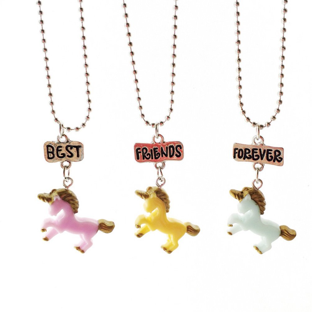 3pcs Necklace Set for Best Friends Unicorn Necklace Pendant Symbolize Girls Boys Best Friendship Necklace Last Forever Children Delicate Gifts
