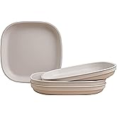 Re-Play Toddler Plates - 32 Oz. Deep-Walled Flat Kids Plates - Dishwasher & Microwave Safe - Made in USA - Set of 4-9" x 9" x 1.25" - Sand