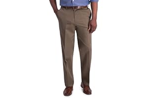 Haggar Men's Iron Free Premium Khaki Classic Fit Flat Front Expandable Waist Casual Pant (Regular and Big & Tall Sizes)