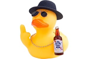 MuMyer Rubber Duck Car Ornament, Unique Yellow Duck Car Dashboard Decorations Accessories with Top Hat Sunglasses Necklace and Cute Prop (3.54 Inches, Black)