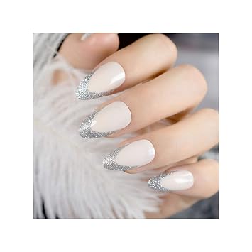 Amazon Com Matte Solid Pure White Fake Nails Almond Pointed