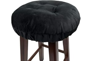 Augld Bar Stool Cushion Soft Velvet Padded Round Stool Cover 12" Velvet Black