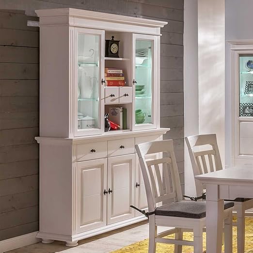 Esszimmer Buffet In Weiss Fichte Massivholz Mit Beleuchtung Pharao24 Amazon De Kuche Haushalt