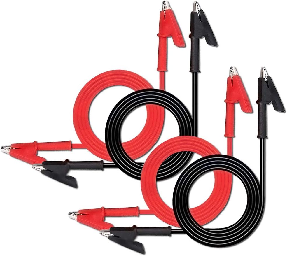 4 Pcs Alligator Clips to Alligator Clip Heavy Duty Silicone Jumper Wires Test Leads Set, Double