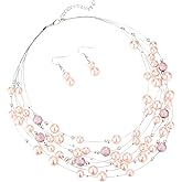 FULU AUTUMN Layered Pearl Necklace Multi-strand Pearl Choker Necklaces for Women Beaded jewelry for Wedding Parties