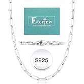 Eterjew 3mm 4mm 5mm 14K Plated Gold and 925 Sterling Silver Paperclip Chain Necklace for Women, Women's Paperclip Chain Necklace, World's Top Craftsmanship Necklace for Women 16 18 20 22 24 26 Inches
