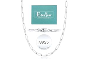 Eterjew 3mm 4mm 5mm 14K Plated Gold and 925 Sterling Silver Paperclip Chain Necklace for Women, Women's Paperclip Chain Necklace, World's Top Craftsmanship Necklace for Women 16 18 20 22 24 26 Inches
