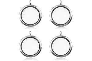 WANDIC Memory Locket Charms, Round Mixed Colored Electroplated Crystal Picture Frame Bouquet Charm, Living Floating Memory Lo