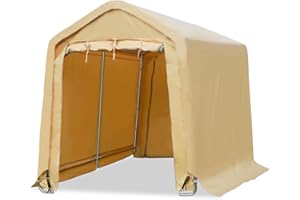 CHARMELEON 13x20ft Heavy Duty Anti-Snow Carport Garage with Reinforced Ground Bars for SUV, Full-Size Truck and Boat, Portable Storage Shelter with 2 Roll up Doors, Khaki