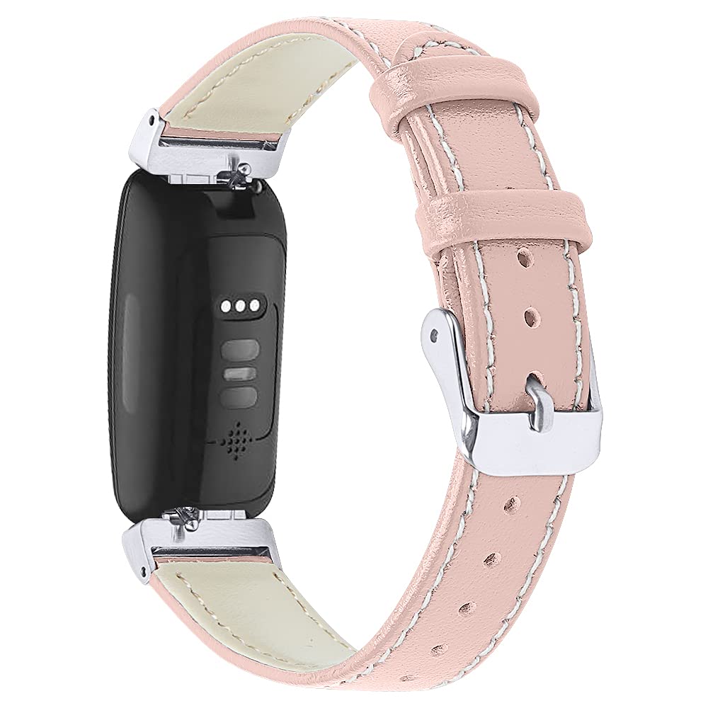 AISPORTS Compatible with Fitbit Inspire/Inspire HR Strap Leather for Women Men, Soft Slim Breathable Sport Wristband Bracelet Replacement Strap for Fitbit Inspire/Inspire HR/Ace 2 Fitness Tracker