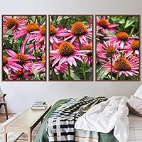 3 Piece Framed Canvas Wall Art Pink Cluster Flowers and Colorful Bouquet Canvas Prints Home Artwork Decoration for Living Room,Bedroom - 16
