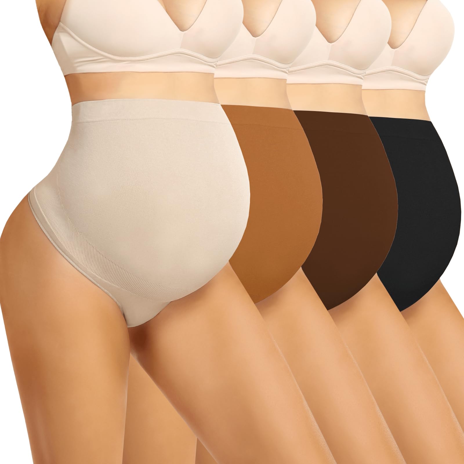 Photo 1 of Boguish Maternity Underwear Thong Over Bump - Pregnancy Shapewear Over Belly Support Seamless Pregnant Panties for Women