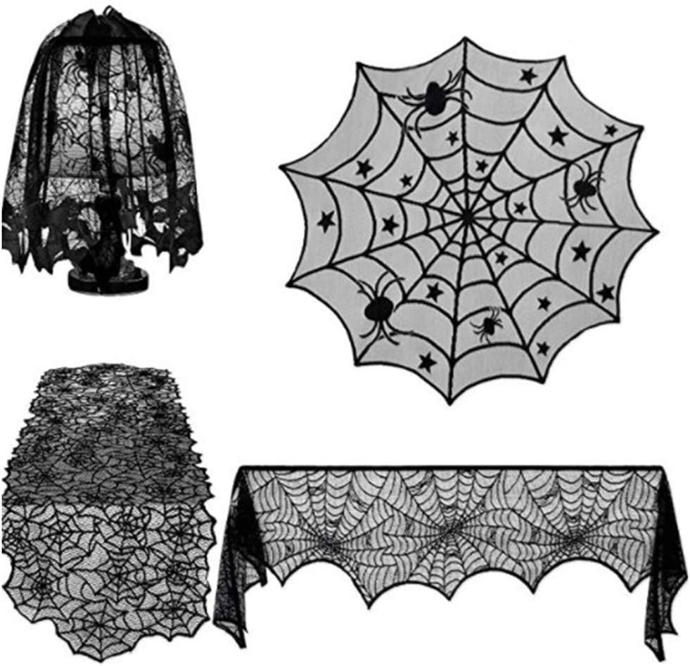 Best Spider Web Lace Tablecloth Indoor Bar Decor Table Cover Black