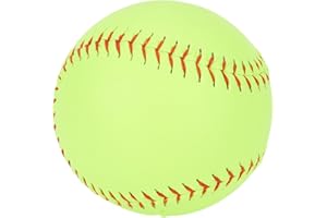 PETiB 12 Inch Practice Softball Official Size Weight Unmarked Training Ball PVC Cover Red Stitching Optic Yellow Slowpitch Ba