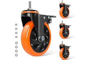 BZOLIHEU Stem Caster Wheels 4 inch Heavy Duty,Threaded Stem Casters Set of 4 with American Size 3/8" -16 x 1 Locking Casters Swivel Castor Wheels for Cart, Furniture,Industrial