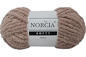 NORCIA Softy Yarn Extra, Fluffy Yarn, 100 gr (76 Yds) Soft Yarn for Crocheting, Plush Yarn for Amigurumi, Chenille Yarn, Baby Blanket Yarn Crochet & Knitting, Fur Yarn (Mocha Brown, 1 Skein)