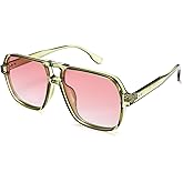 GLARDEFE Oversized Aviator Sunglasses for Women Men - Retro 70s Square Shades Sun Glasses