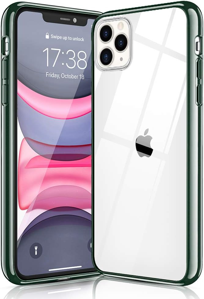OULUOQI Compatible with iPhone 11 Pro Max Case 2019, Shockproof Clear Case with Hard PC Shield+Soft TPU Bumper Cover Case for iPhone 11 Pro Max 6.5 inch. (Midnight Green)