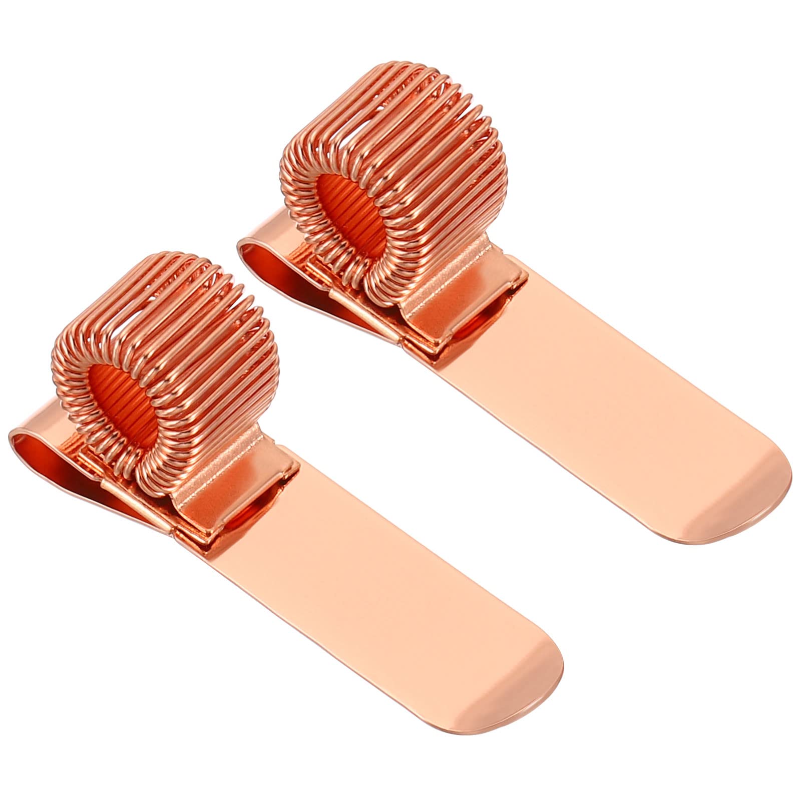 PATIKIL Pen Holder Clips, 2Pcs Metal Horizontal Portable Single Spring Loop Pencil Organizer for Office Business Pocket Notebook Clipboard, Rose Gold