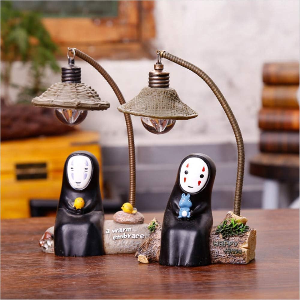 2 Pieces No Face Man Figures Cute Studio Ghibli Miyazaki No Face Man With Night Lamp Light Action Figure Toys For Children Gift For Home