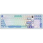 MechLands Vibe99 Wireless Gaming Keyboard with 1.06'' Screen, 96% Hot Swappable Creamy Mechanical Keyboard with Gasket Structure, BT5.0/2.4GHz/USB-C, 5-Layer Padding, RGB, NKRO for Win/Mac (Blue)