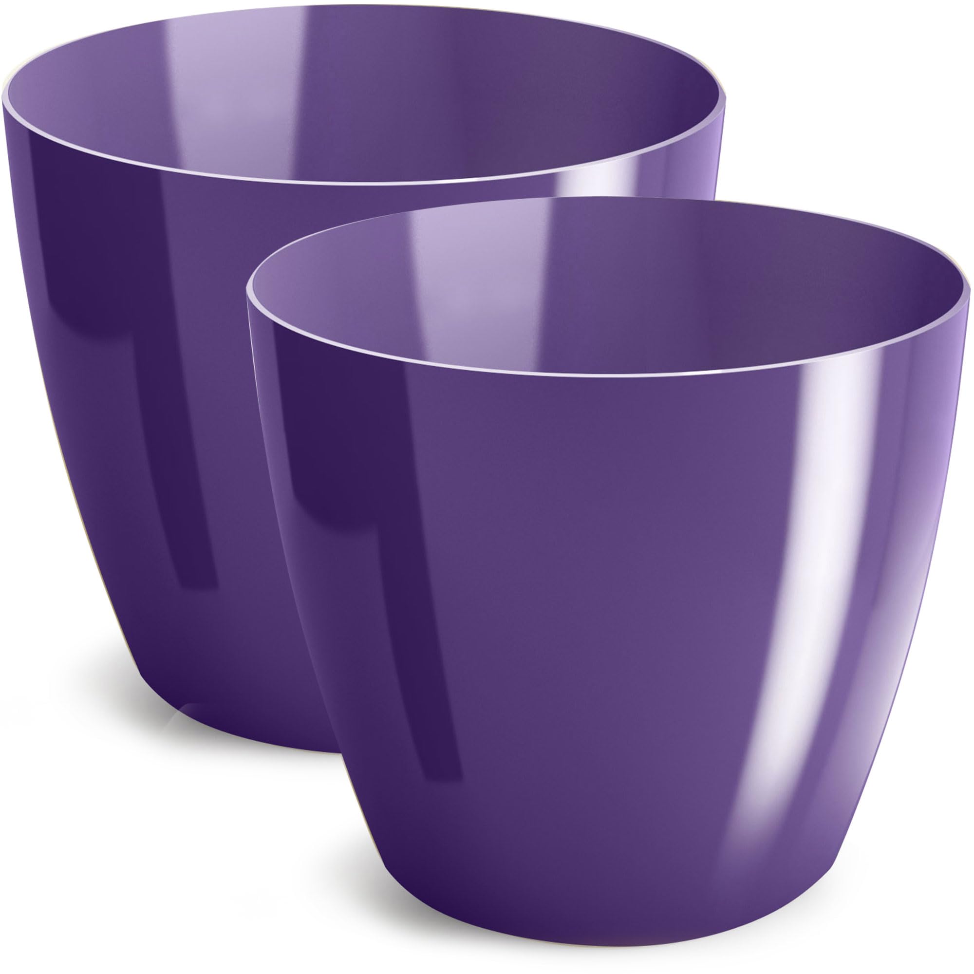PECZEKO Flower Pot Shiny Plastic Planter Decorative Pot for Large and Small Plants, Set of 2 Flower Pot, Flower Pot Herb Pot, Violet, Diameter 23 cm