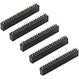 5Pcs Female Pin Headers, 2x20 Pins 2.54m Dual Row Short Pin Headers Connector, PCB Board Pin Header Strip for Raspberry Pi